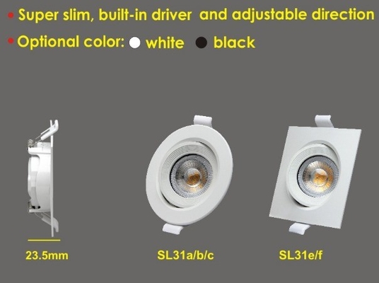 Moderne ontwerp 3W 7W 9W Led Mini Super Slim Downlight met ingebouwde driver en geen dimmer