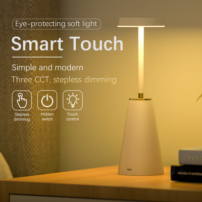 Metalen ABS Shade Touch Charging Smart Table Lamp met dimming en atmosfeerverlichting