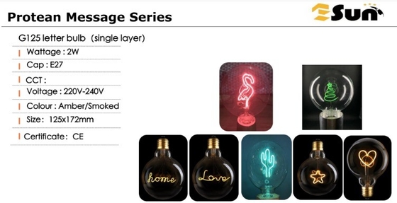 4W G125 Series Dimmable LED Decorative Light E27 Basis Helder Amber Glas Favoriet