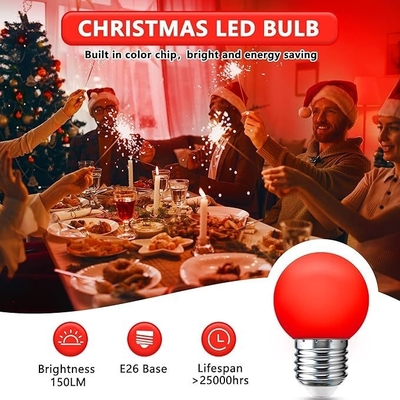 LED G45 Globe Kerstverlichting 1W Kleurrijke nacht Mini Edison E26 15W Equivalent Rode gloeilamp