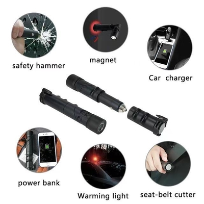 Safety Hammer Power Bank met 5,0V/2,4A USB-celtelefoon-auto-oplader en LED-lichtbron