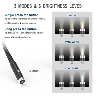 Besturingsmodus Schakelaar Besturings Led Draagbare Flexible Neck Hanging Charging Book Light voor DIY