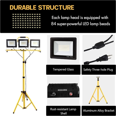 IP66 waterdicht werklampstand 21000lm met opvouwbare statiefstand en 3 verstelbare koppen 6500K