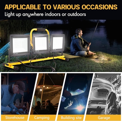 IP66 waterdicht werklampstand 21000lm met opvouwbare statiefstand en 3 verstelbare koppen 6500K