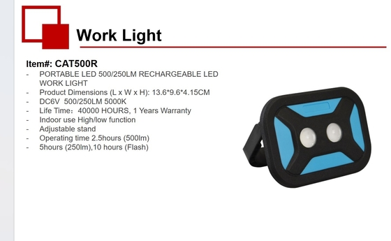 Supply COB Working Lamp met 500LM Output USB Charging en noodlampfunctie