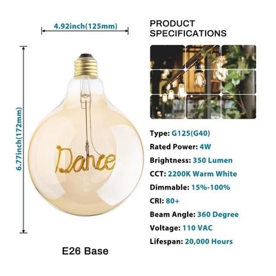 AC 85-265V Inlaatspanning 4W LED Glas Helder Amber Edison Lamp voor decoratieve verlichting