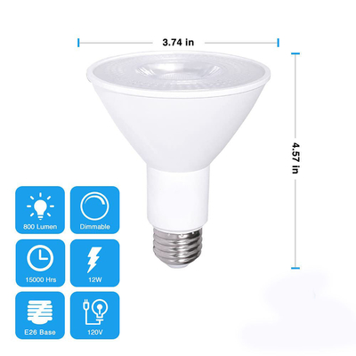 12W 100W dimbare waterdichte E26 3000K warm witte LED-schijnwerperlamp PAR30-knopcontroller