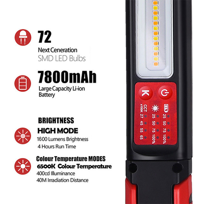 80lm/w 2700K/3500K/4000K/6500K Buiten 2500lm Draagbaar Magnetisch LED-inspectiewerklicht