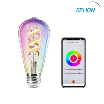 Dimmable Indoor Smart LED Filament Bulb met RGB-licht en draadloos Bluetooth-besturing