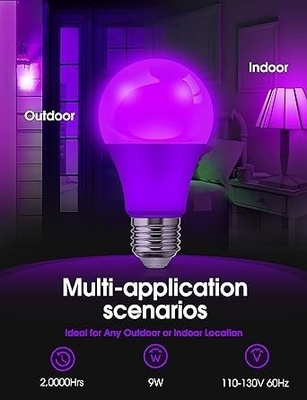 15000 uur werken Levensduur Paarse LED-lamp A19 9W voor huis- en feestversiering