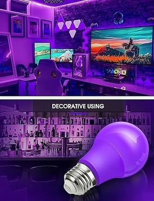 15000 uur werken Levensduur Paarse LED-lamp A19 9W voor huis- en feestversiering
