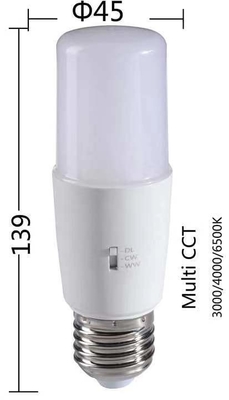 Plastic 8W12W lampverlichting T-vorm gloeilamp 3CCT 3000K/4500K/6000K 36000 uur levensduur