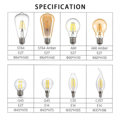 ETL C35 E11 Globe LED gloeilamp 4W 120C Dimmable voor verlichting en circuitontwerp
